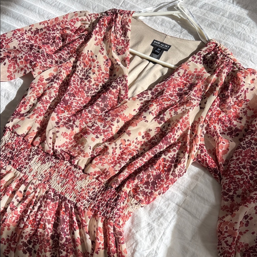 Floral Midi Dress in Pink by Kate & Lilly Petite
